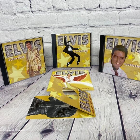 Elvis Presley CD Karaoke Set of 3 Tin Case Lyric Book and Door Hanger - Picture 4 of 10